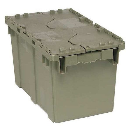 Attached Lid Container, 12.25 gal Volume Cap., 22 1/8 in L, 12 5/8 in W, 13 1/4 in H, Plastic, Gray