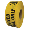Barricade Tape, Authorized Personnel Only, Yellow, 3 in Wide x 1, 000 ft Length, LDPE, 4 mil