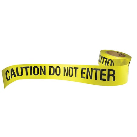 Floor Marking Tape, Polyester, Message, Black, Yellow, 3 in W., 7 mil Thickness