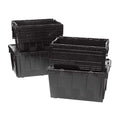 Attached Lid Container, 17.95 gal Volume Cap., 26 7/8 in L, 17 in W, 12 1/8 in H, Plastic, Black