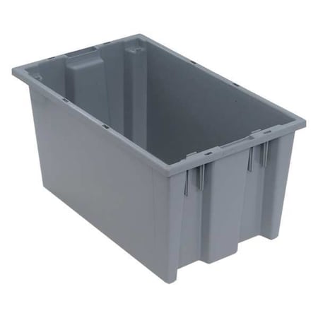 Stack & Nest Storage Container, 5.7 gal, 18 in L x 11 in W x 9 in H, Gray, Polyethylene