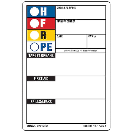 Rectangle HMIG Label 5-7/8"H x 4"W, Multicolor, Pk250