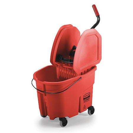 8 3/4 gal WaveBrake Down Press Mop Bucket and Wringer, Red, Polypropylene