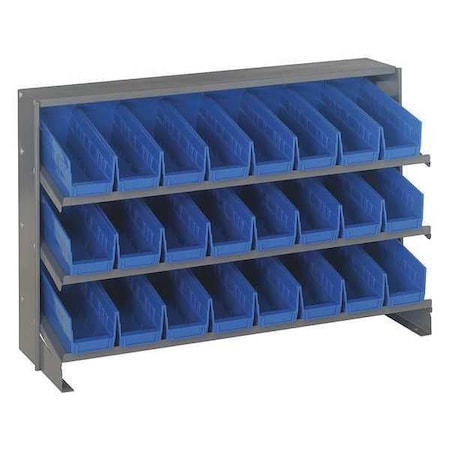 Steel Bench Pick Rack, 12 in D x 21 in H x 36 in W, 3 Shelves, Blue