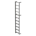 11 ft Overall H, Fixed Ladder, Steel, 7 Steps, Side Step Exit, Gray Finish, 300 lb Load Capacity