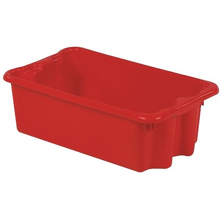 Hang & Stack Storage Bin, Plastic, Red, 7 7/8 in H, 14 1/8 in W, 24 in L