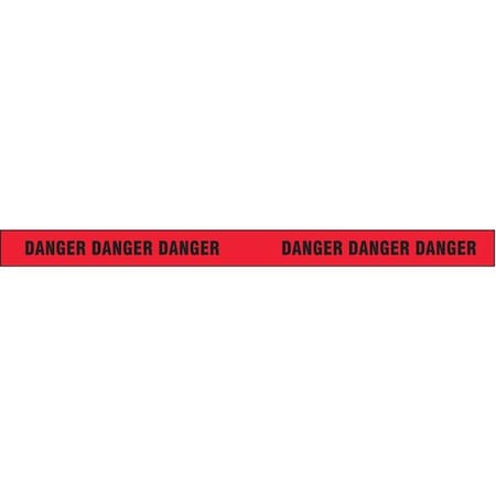 Barricade Tape, Danger, Red, 3 in Wide x 500 ft Length, Polypropylene, 4 mil