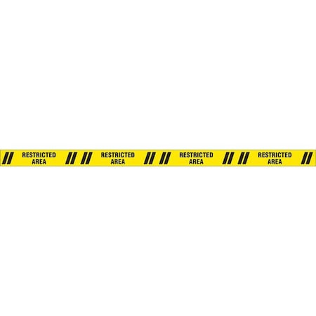 Floor Marking Tape, Polyester, Restricted Area, Black, Yellow, 3 in W., 7 mil Thickness