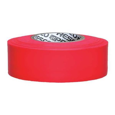 Flagging Tape, No Legend, Fluorescent Red, 1 3/16 in Wide x 150 ft Length, Vinyl, 4.5 mil