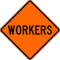 Workers Traffic Sign, 30 in Height, 30 in Width, Aluminum, Diamond, English