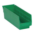 Shelf Storage Bin, Polypropylene, Green, 4 in H, 4 1/8 in W, 11 5/8 in L