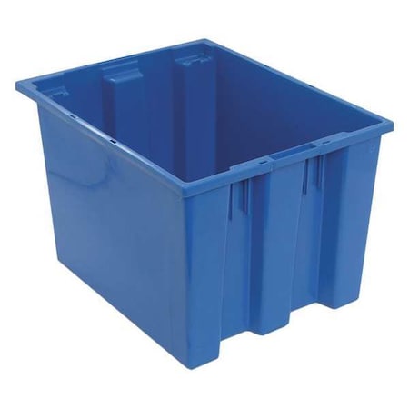 Stack & Nest Storage Container, 12.7 gal, 19-1/2 in L x 15-1/2 in W x 13 in H, Blue, Polypropylene