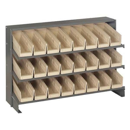 Steel Bench Pick Rack, 12 in D x 21 in H x 36 in W, 3 Shelves, Ivory