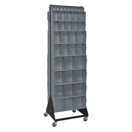 Steel And High Impact Polystyrene Mobile Double Sided Tip Out Bin Rack, 23 5/8 in W x 75 in H x