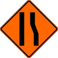 Right Lane Ends Traffic Sign, 30 in Height, 30 in Width, Aluminum, Diamond, No Text