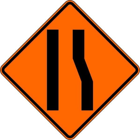 Right Lane Ends Traffic Sign, 30 in Height, 30 in Width, Aluminum, Diamond, No Text