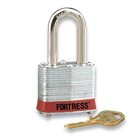 Lockout Padlock, Keyed Different, Steel, Red, 2 in Shackle Height, 1 9/16 in Body Width