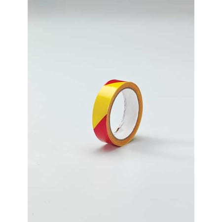 Floor Marking Tape, vinyl, No Legend, Magenta, Yellow, 1 in W., 5 mil Thickness