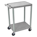 Utility Cart with Lipped Plastic Shelves, 300 lb Load Capacity, 2 Shelves, 24 in L, 18 in W