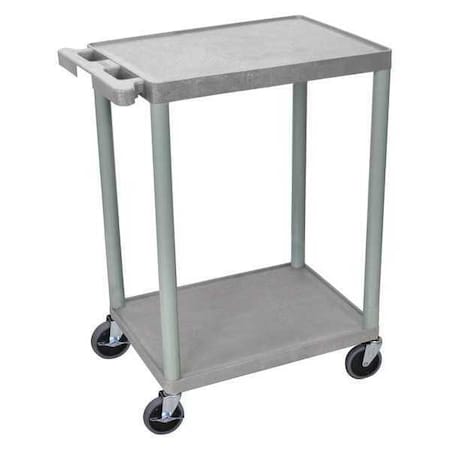Utility Cart with Lipped Plastic Shelves, 300 lb Load Capacity, 2 Shelves, 24 in L, 18 in W