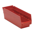 Shelf Storage Bin, Polypropylene, Red, 4 in H, 4 1/8 in W, 11 5/8 in L