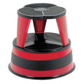 Round Office Stool, 2 Steps, 350 lb Load Capacity, 14 1/2 in Overall Height, Steel, Red