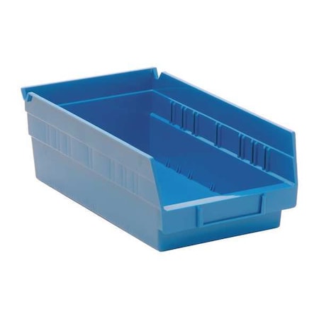 Shelf Storage Bin, Polypropylene, Blue, 4 in H, 6 5/8 in W, 11 5/8 in L