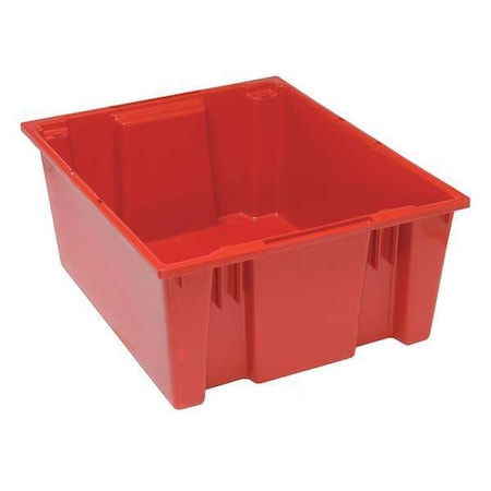 Stack & Nest Storage Container, 15 gal, 23-1/2 in L x 19-1/2 in W x 10 in H, Red, Polyethylene