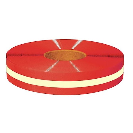 Floor Marking Tape, vinyl, Solid with Center Line, Red, 2 in W.