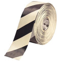 Floor Marking Tape, Rubber, Striped, Black, White, 4 in W.