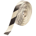 Floor Marking Tape, Rubber, Striped, Black, White, 2 in W.