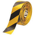 Floor Marking Tape, Rubber, Striped, Black, Yellow, 4 in W.