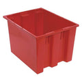Stack & Nest Storage Container, 12.7 gal, 19-1/2 in L x 15-1/2 in W x 13 in H, Red, Polyethylene