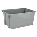 Stack & Nest Storage Container, 27.7 gal, 29-1/2 in L x 19-1/2 in W x 15 in H, Gray, Polyethylene