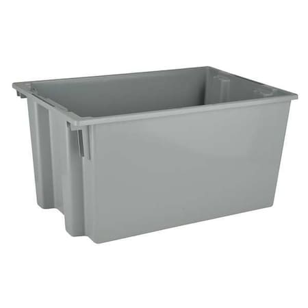 Stack & Nest Storage Container, 27.7 gal, 29-1/2 in L x 19-1/2 in W x 15 in H, Gray, Polyethylene