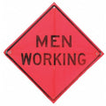 Men Working Traffic Sign, 36 in W, 36 in H, Polyester, PVC, Orange