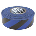 Flagging Tape, No Legend, Black/Blue, 1 3/16 in Wide x 300 ft Length, Vinyl, 2 mil