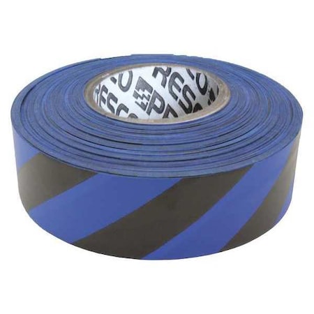 Flagging Tape, No Legend, Black/Blue, 1 3/16 in Wide x 300 ft Length, Vinyl, 2 mil