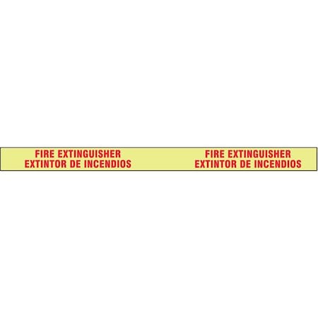 Floor Marking Tape, vinyl, Fire Extinguisher/Extintor De Incendios, Red, Yellow, 3 in W.