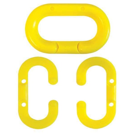 Chain Link for Plastic Chain Barrier, Yellow, 2 9/10 in Length, Gloss
