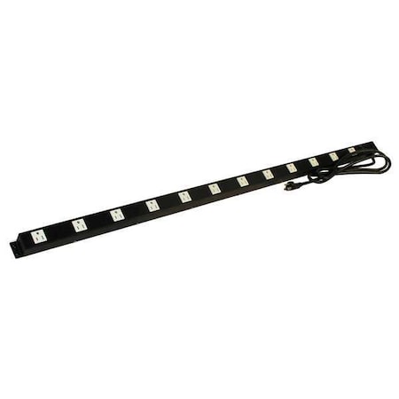 Electrical Powerstrip, Black, 48 In.
