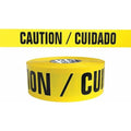 Barricade Tape, Caution/Cuidado, Yellow, 3 in Wide x 300 ft Length, Polyethylene, 4 mil