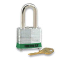 Lockout Padlock, Keyed Different, Steel, Green, 2 in Shackle Height, 1 9/16 in Body Width