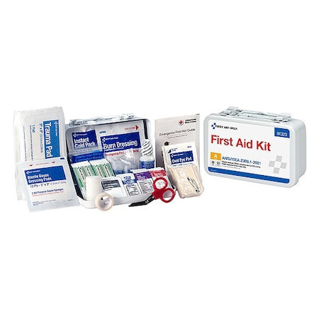 First Aid Kit and Housing, Metal 76 Components, 10 People Served