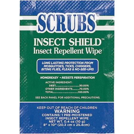 Insect Repel Wipes, 100 ct, Packet, PK100