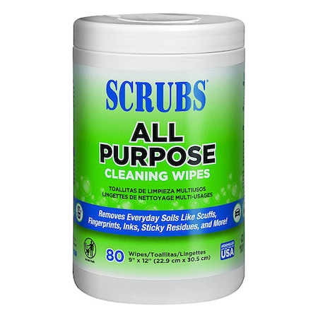Wet Cleaning Wipes, Canister, Clear, PK6