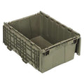Attached Lid Container, 9.5 gal Volume Cap., 21 3/4 in L, 14 7/8 in W, 9 5/8 in H, Plastic, Gray