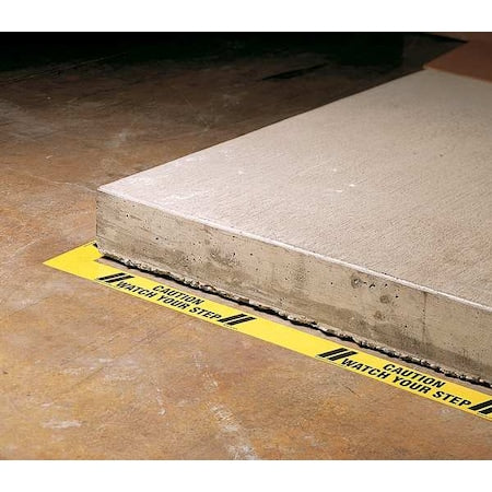 Floor Marking Tape, Polyester, Caution Watch Your Step, Black, Yellow, 3 in W., 7 mil Thickness