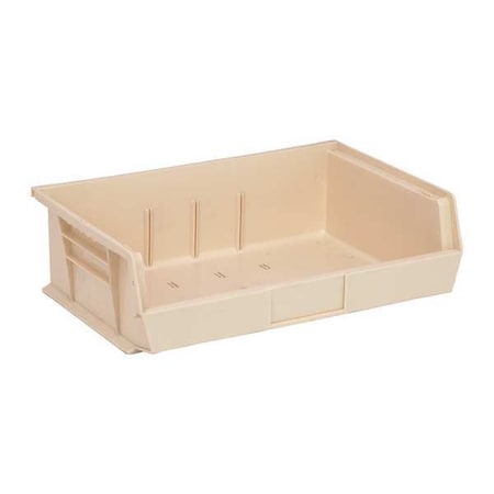 Hang & Stack Storage Bin, Polypropylene, Ivory, 5 in H, 16 1/2 in W, 10 7/8 in L