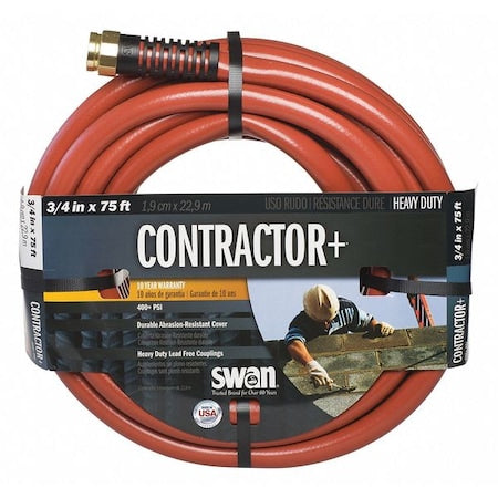 3/4 in ID x 75 ft L Water Hose, Red, Aluminum x Aluminum Fitting